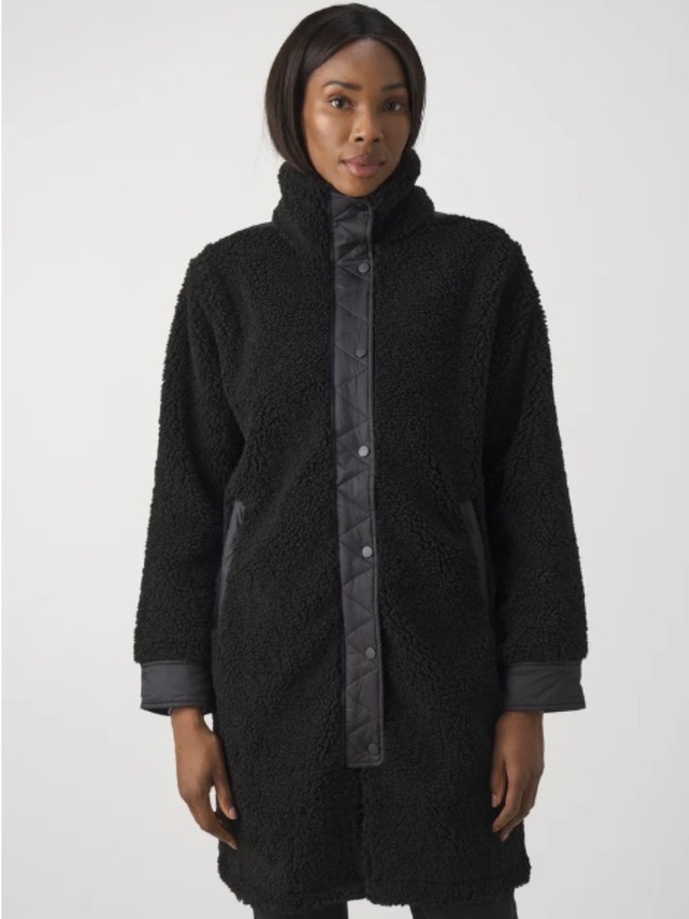 Athleta Women's Black Sherpa Long Coat